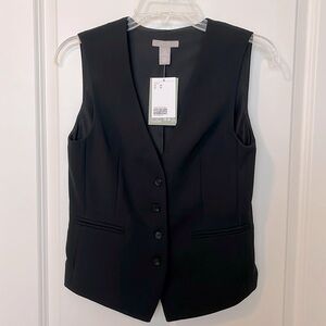H&M Button Down Vest XS Black